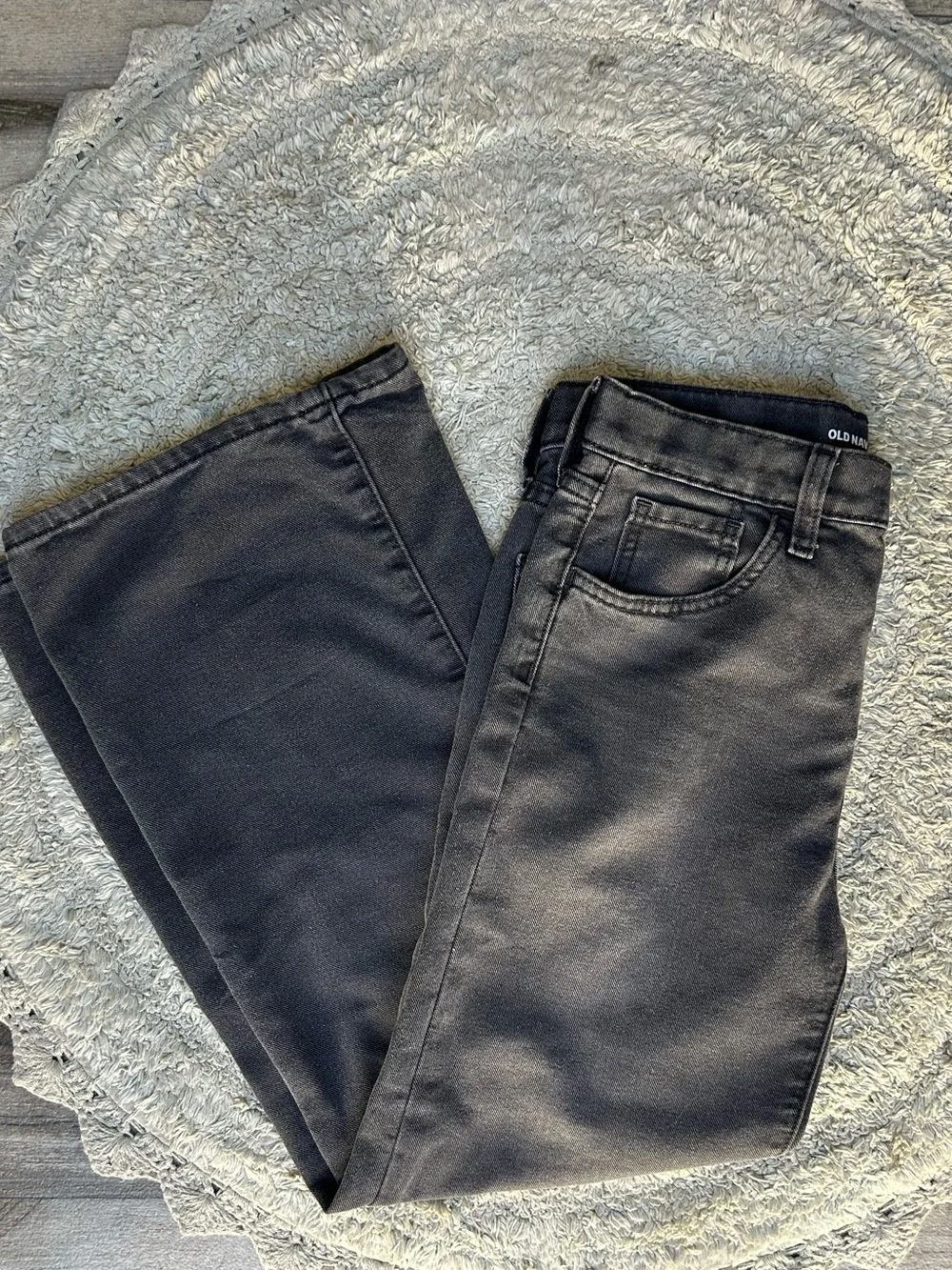 Old Navy high-rise wide-leg black denim jeans girls size 12